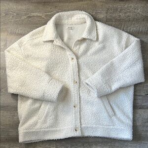 Madewell Bouclé Bomber Jacket In Antique Cream Size XXL